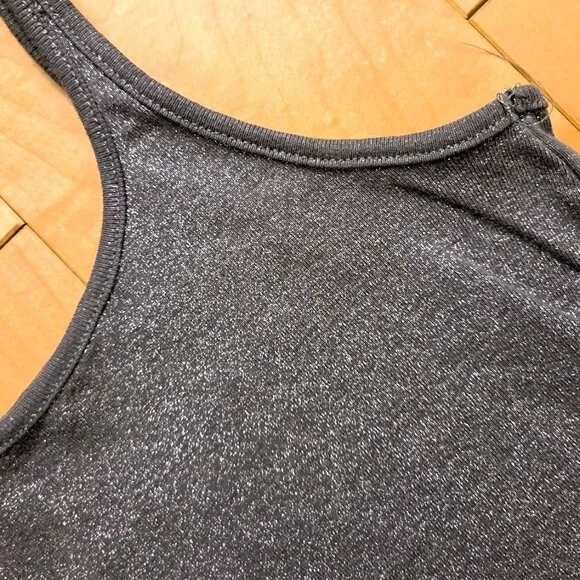 H&M 100% Cotton Silver Grey Shimmer Tank Top size S-M Stretch Size M - Picture 2 of 11